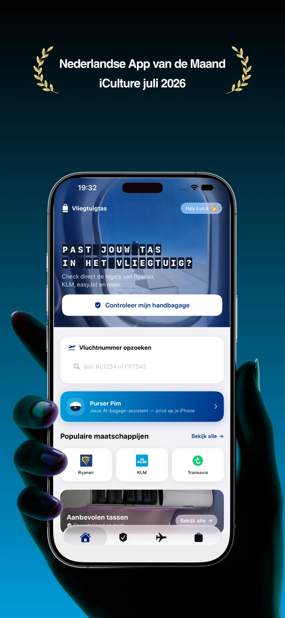 Vliegtuigtas.com voorbeeldscherm